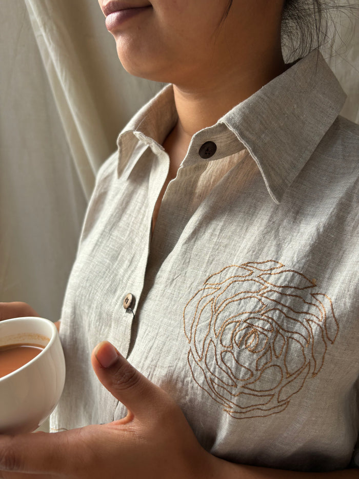 Floral Hand Embroidered Shirt