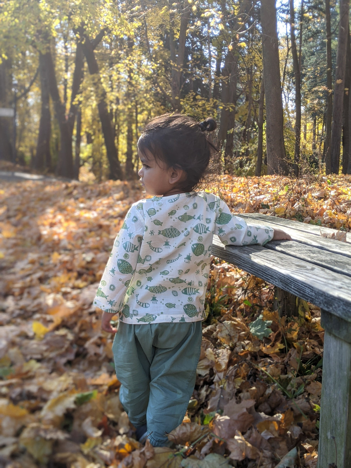 Organic Cotton Koi Mint Kurta and Pyjama Pants - Handcrafted & Unisex