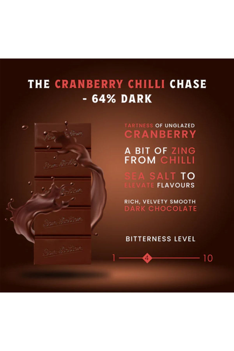 The Cranberry Chilli Chase - 64% Dark Cranberry Chilli Chocolate