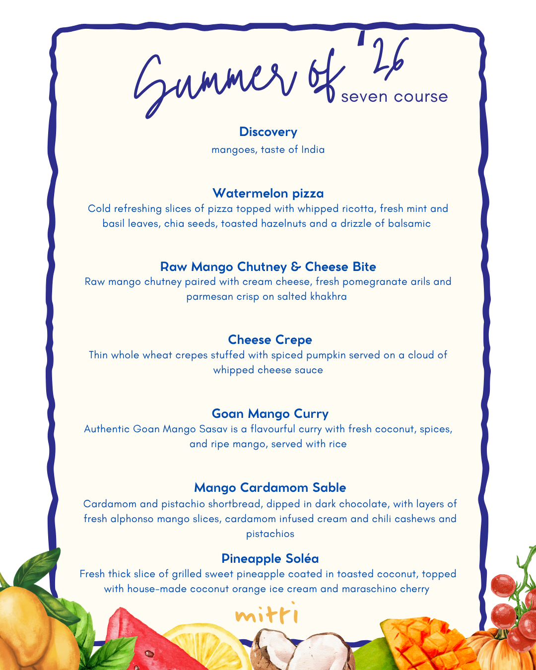 Summer of '26 - A Tasting Menu