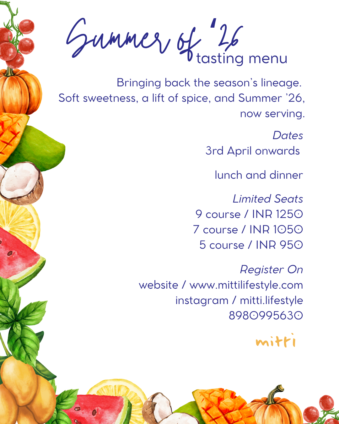 Summer of '26 - A Tasting Menu