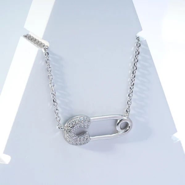 Pin It Necklace — artisan sterling silver necklace with pin charm, ethical sustainable jewelry Mitti Lifestyle