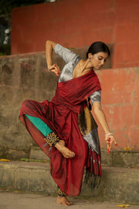 RHYTHM DIVINE I MAROON COTTON HANDLOOM SAREE