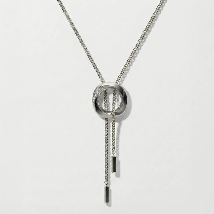 Squircle bolo necklace worn sterling silver Dori artisan India jewellery