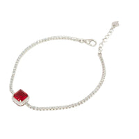 Royal Red Tennis Bracelet — recycled silver red crystal tennis bracelet side view, artisan jewelry Mitti Lifestyle