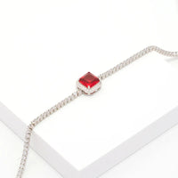 Royal Red Tennis Bracelet — close-up of silver bracelet with bold red gemstones, handcrafted ethical jewelry India