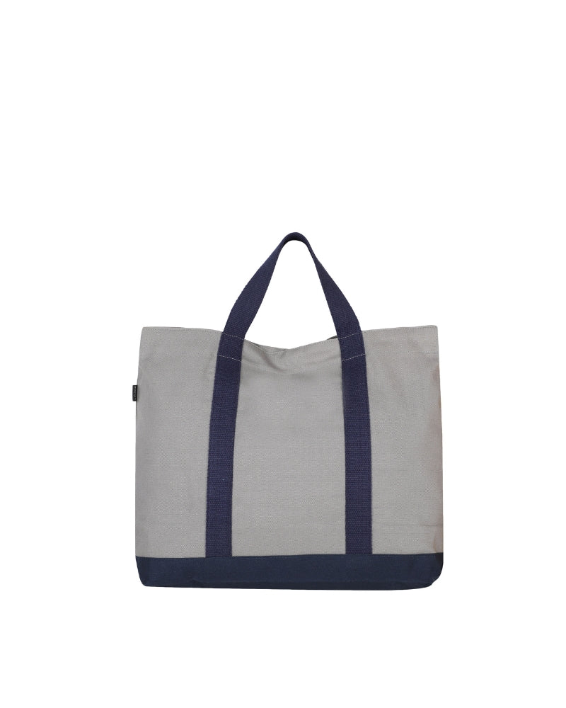 Grey Canvas Crossbody Tote Bag