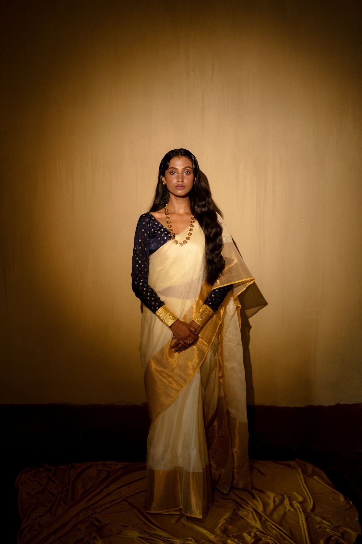 Shakti I Off White Handloom Mulberry Silk Saree With Zari Border