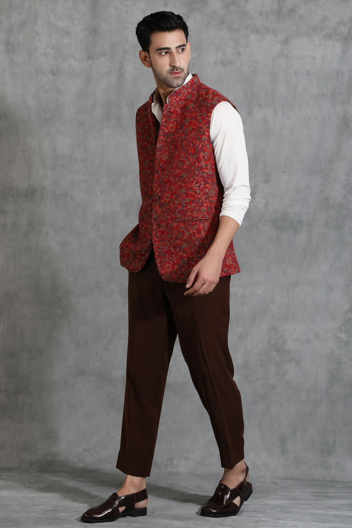 Pashmina Vintage Kani Waist Coat With Paisley Design