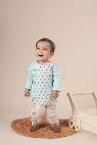 Blue Embroidered Angrakha Dhoti Set