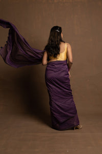 PURPLE STORY | PURPLE HANDLOOM COTTON SAREE WITH ZARI STRIPES