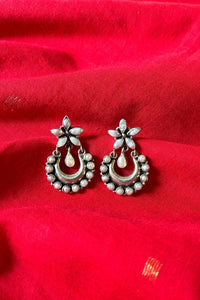 Pearl Chandbali Silver Earrings