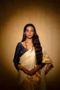 Shakti I Off White Handloom Mulberry Silk Saree With Zari Border