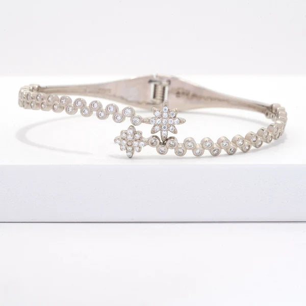 Starline Fold Bracelet — recycled silver folded bangle top view, artisan sustainable jewelry Mitti Lifestyle