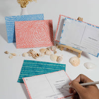 Up-cycled Postcards — detail showing recycled paper texture and print quality