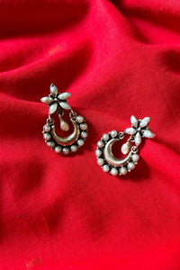 Pearl Chandbali Silver Earrings