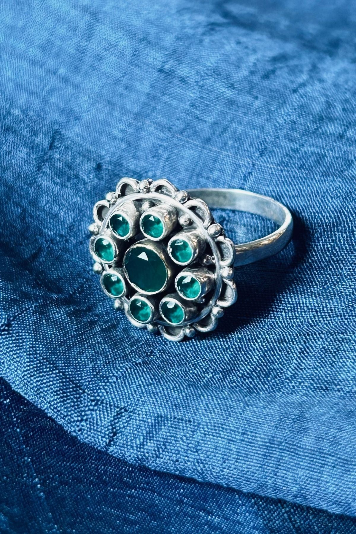 Emerald Silver Ring