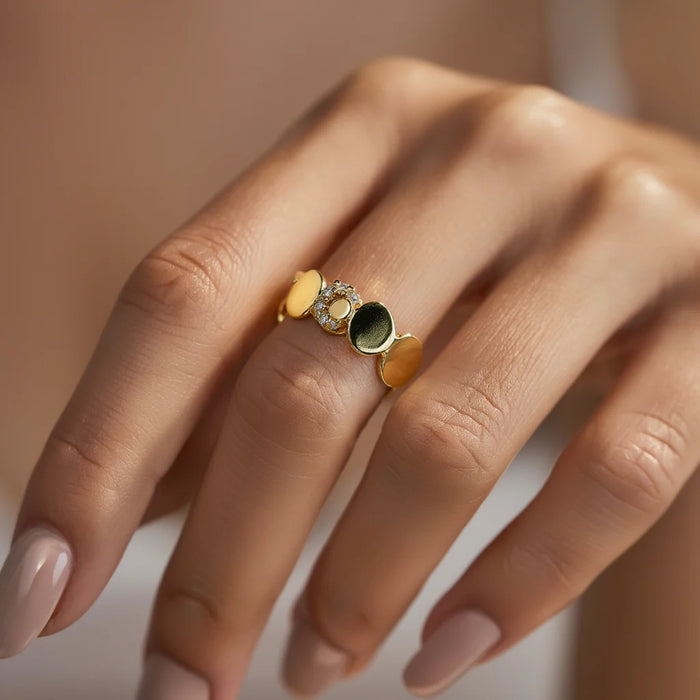 Halo Classic Ring — handcrafted recycled sterling silver halo ring with cubic zirconia, artisan ethical jewelry Akaar