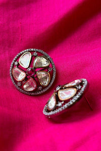 Pink Circular Flower Shaped Earrings