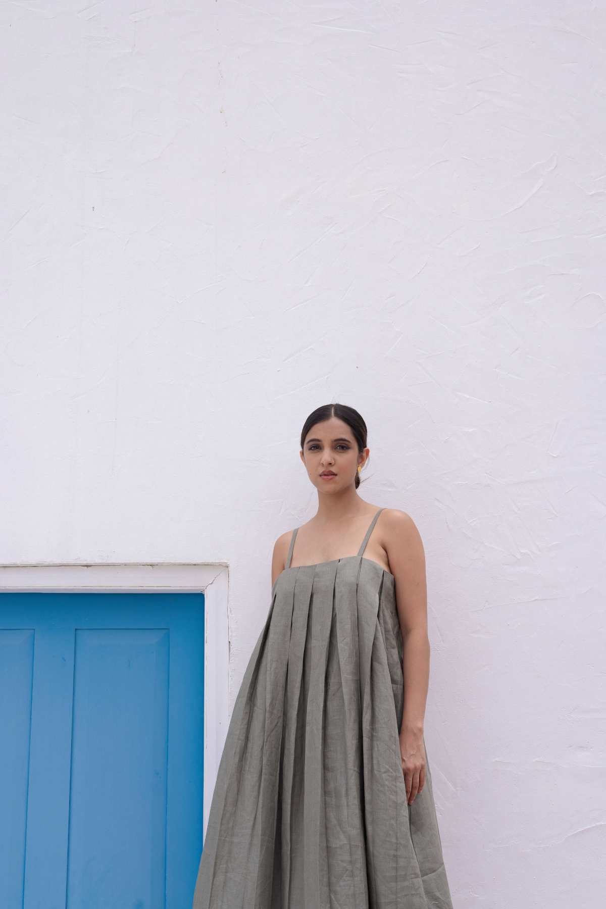 Box Pleated Midi Dress