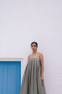 Box Pleated Midi Dress
