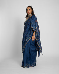 Exclusive Kantha Embroidered Pure Muga Silk Saree
