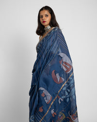 Exclusive Kantha Embroidered Pure Muga Silk Saree