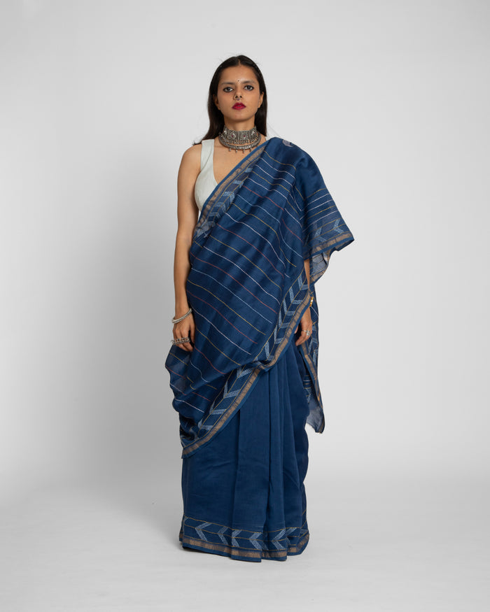 Exclusive Kantha Embroidered Pure Muga Silk Saree