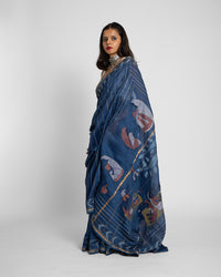 Exclusive Kantha Embroidered Pure Muga Silk Saree