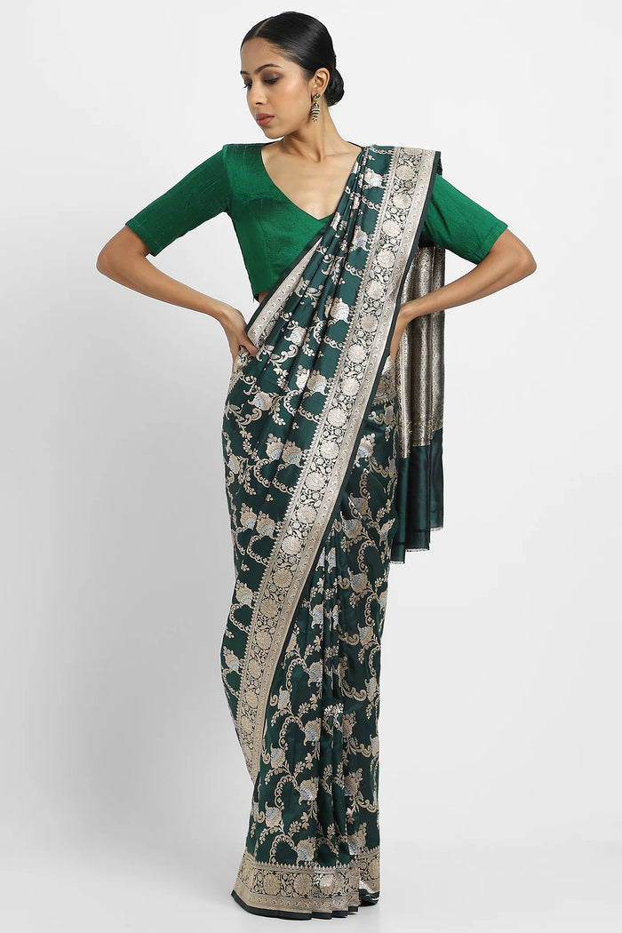 Emerald Green Banarasi Silk Brinda Saree