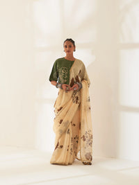 Mahogany Pure Linen Handloom Sari