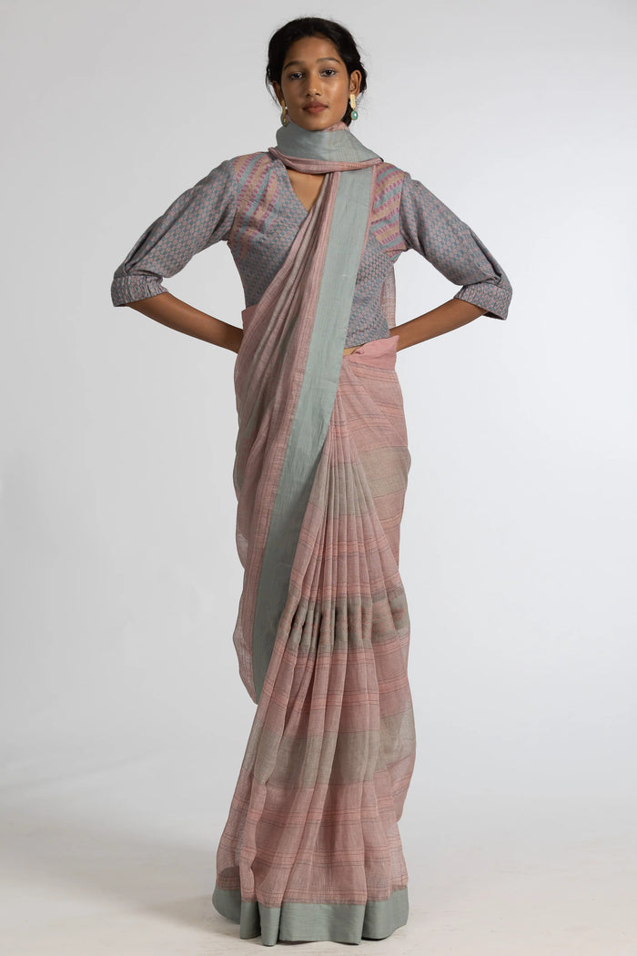 Neelu Linen Handloom Sari