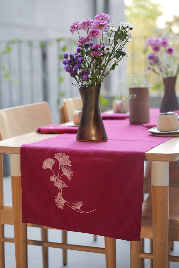 Pink Hand Embroidered Table Runner