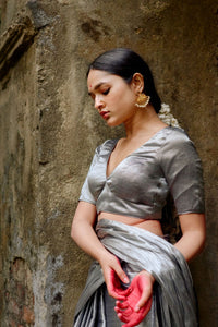 Ardhachadra  I Silver Tissue Saree