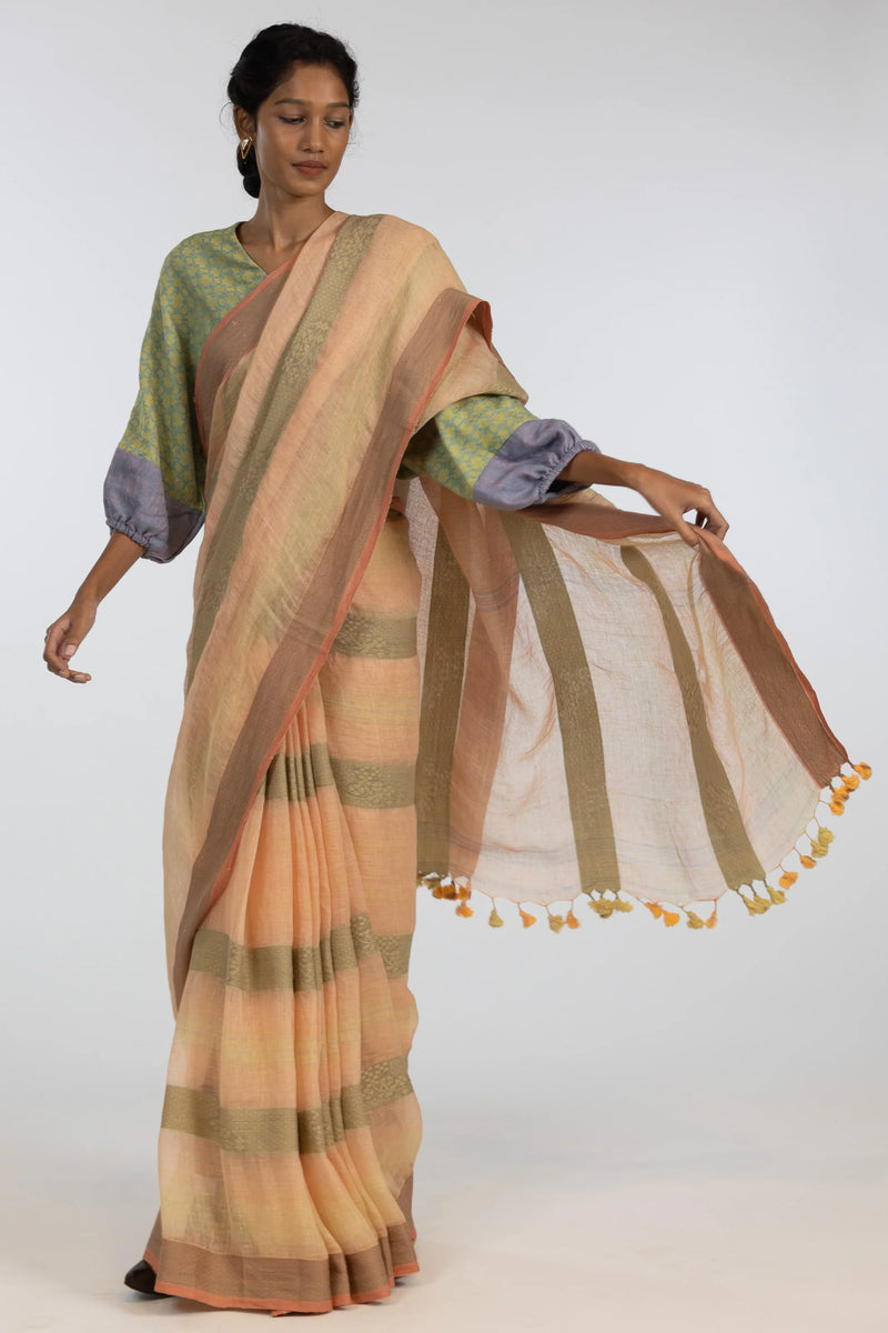 'JAYA' Linen Handloom Sari
