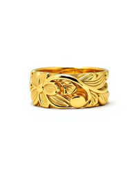 Floral Engraved Band — close-up of engraved floral detail on wide silver band, artisan ethical jewelry Mitti Lifestyle
