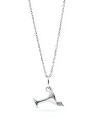 Martini Charm Necklace — close-up of silver martini glass pendant charm, handcrafted artisan jewelry Mitti Lifestyle