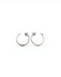 Moonstone Inset Studs — close-up of crescent silver setting with brilliant stone stud, ethical jewelry Mitti Lifestyle