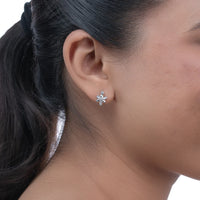 Floral Charm Studs — handcrafted sterling silver floral stud earrings with celestial touch, artisan ethical jewelry Akaar