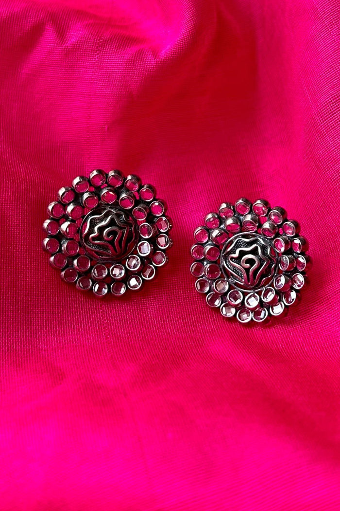 Circle Layered Silver Earrings