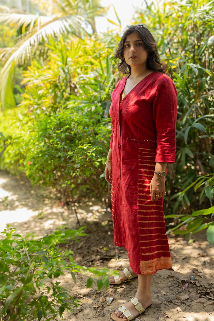 Sienra Dress sleeveless handwoven silhouette - contemporary sustainable designer wear by Mitti Lifestyle