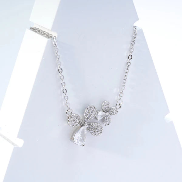Bloom Duo Necklace — artisan recycled silver necklace with double floral charm, sustainable ethical jewelry India