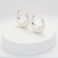 Chunky Bag Hoops — handcrafted silver statement hoop earrings detail, artisan sustainable ethical jewelry