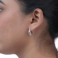 Chunky Bag Hoops — recycled silver structured hoop earrings side view, artisan sustainable jewelry India