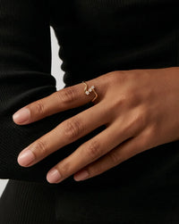 Trinity Wave Ring — recycled silver wave-patterned ring side view, sustainable artisan jewelry India