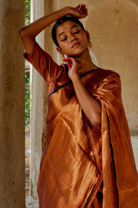Copper Kalakar I Copper Handloom Tissue Saree