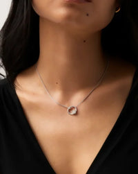 Astra Arc Necklace — handcrafted sterling silver wave pendant necklace with cubic zirconia, artisan jewelry Akaar Mitti Lifestyle