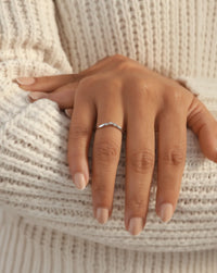 Three-Stone Wave Band — recycled silver contoured ring with three stones, side view artisan jewelry Mitti Lifestyle