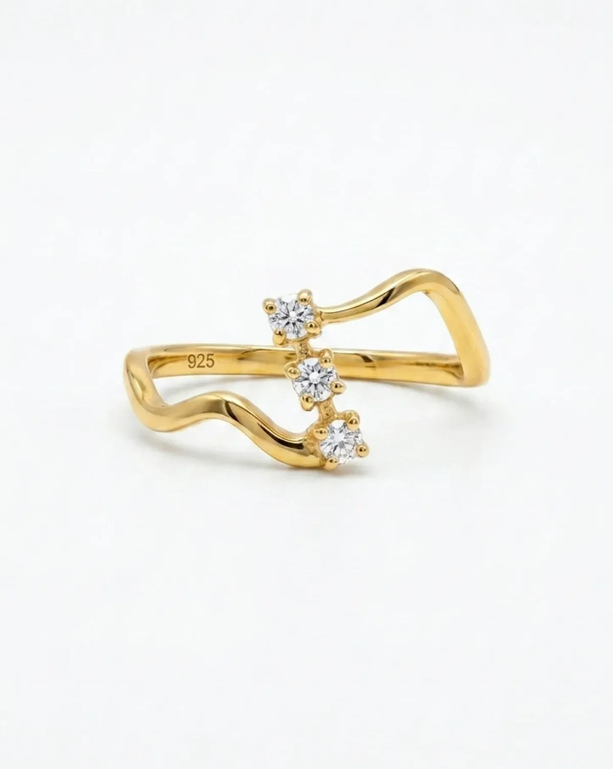 Trinity Wave Ring — artisan sterling silver trinity wave band detail, ethical jewelry Akaar