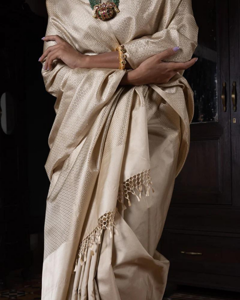 'Billori Anchal' Gulabi Geometric Benarasi Handloom Sari